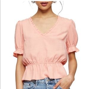 Topshop Ruffle Trim Peplum Top